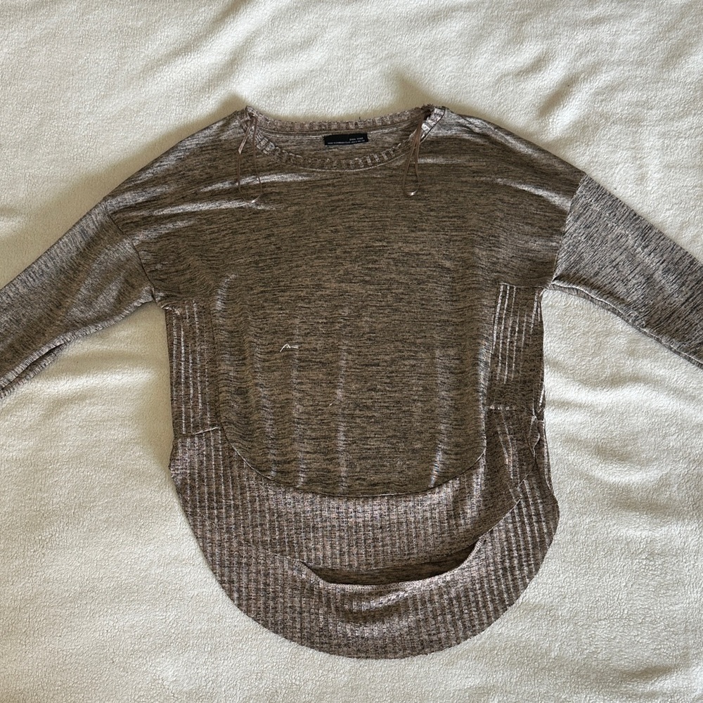 Zara Taupe Crew Neck Sweater